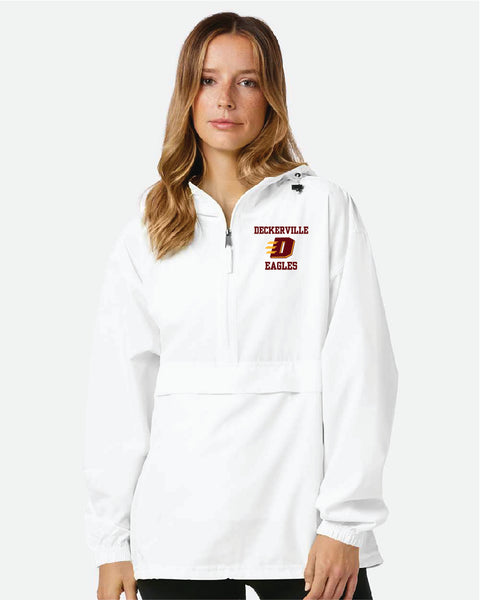 (dtf) #12 White 1/2 Zip Windbreaker with front pocket